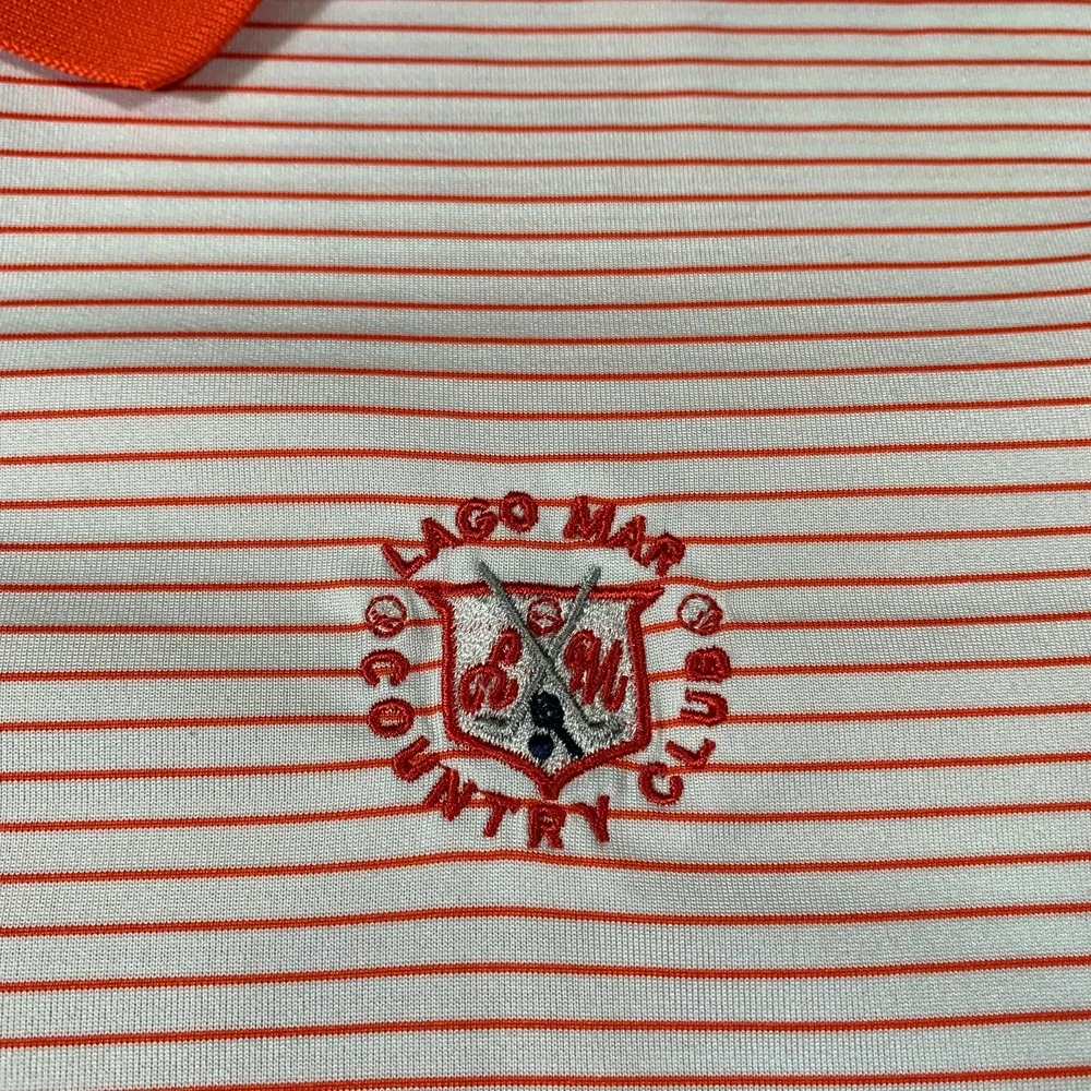 Adidas Golf Polo Shirt Mens Extra Large XL Orange Stripes Lightweight Rugby